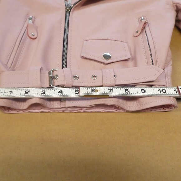 Jafrum Leather Motorcycle Jacket - Pink Ladies Size S - Picture 7 of 12